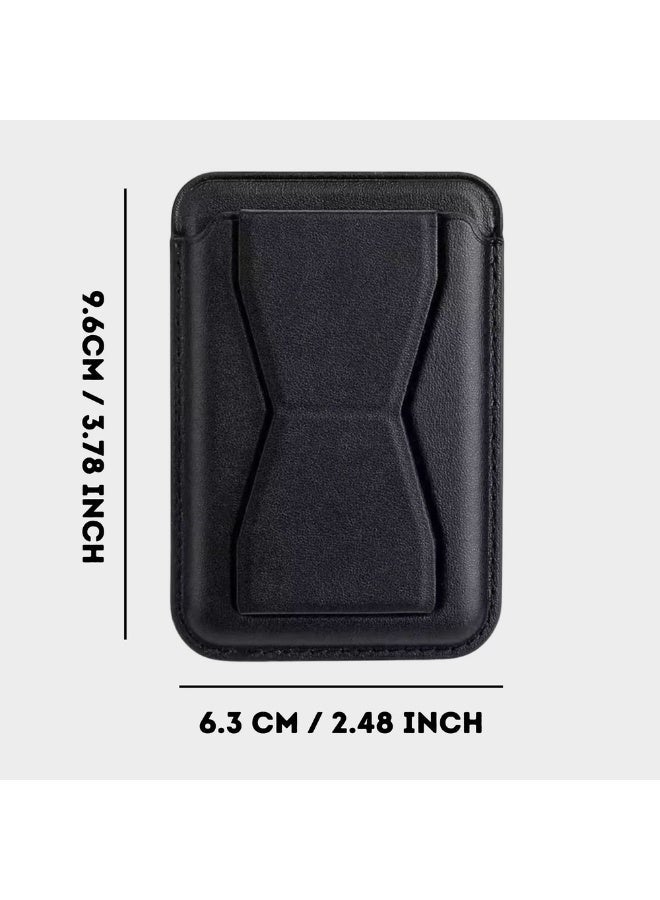 Pack of 2 MagSafe Leather Bracket Clip Stand & Card Holder Stick On Card Holder for Smartphones - 3 in 1 Wallet for Back of Phone Stand, Grip - Image 2